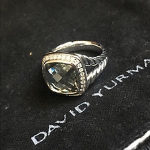 David Yurman 11mm Albion Prasiolite Diamond Ring